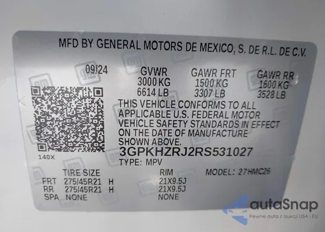 2024 Honda Prologue Elite из США, поврежденный, VIN 3GPKHZRJ2RS531027